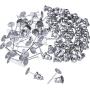 Outus 100 Pieces Stainless Steel Bullet Clutch Earrings Safety Backs and Blank Earring Pin Studs Findings Posts (Silver)