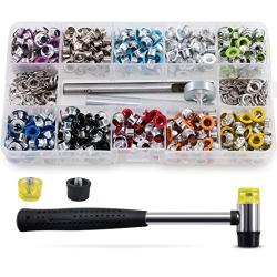 Keadic 500 Sets 1/5 inch Multi-Color Metal Eyelets Grommets Kit, Including Base, Punch, Installation Tool and Rubber Mallet, for Shoes Clothes Crafts Bag DIY Project (10 Colors)