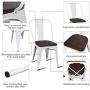 COSTWAY Tolix Style Dining Chairs Industrial Metal Stackable Cafe Side Chair w/Wood Seat Set of 4 (White and Brown)