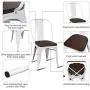 COSTWAY Tolix Style Dining Chairs Industrial Metal Stackable Cafe Side Chair w/Wood Seat Set of 4 (White and Brown)