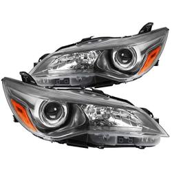 Spec-D Tuning Gunmetal Clear Projector Headlights for 2015-2017 Toyota Camry Head Light Assembly Left + Right Pair