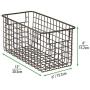 mDesign Farmhouse Decor Metal Wire Food Storage Organizer, Bin Basket with Handles for Kitchen Cabinets, Pantry, Bathroom, Laundry Room, Closets, Garage - 12'' x 6'' x 6'' - 2 Pack - Bronze