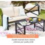 LOKATSE HOME 2 Pieces Patio Loveseat Metal Frame with Coffee Table Outdoor Bistro Furniture Set for Lawn Porch Garden Yard Poolside, Khaki