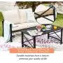 LOKATSE HOME 2 Pieces Patio Loveseat Metal Frame with Coffee Table Outdoor Bistro Furniture Set for Lawn Porch Garden Yard Poolside, Khaki LOKATSE HOME 2 Pieces Patio Loveseat Metal Frame with Coffee Table Outdoor Bistro Furniture Set for Lawn Porch Garden Yard Poolside, Khaki