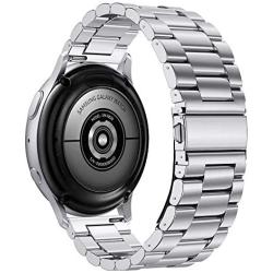 EZCO Metal Band Compatible with Samsung Galaxy Watch Active 2 40mm 44mm / Active / Galaxy Watch 3 41mm, 20mm Solid Stainless Steel Watch Strap Bracelet Replacement Wristband Accessories Women Man