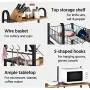 Yaheetech 35.5 inch Industrial Kitchen Bakers Rack, 4-Tier Microwave Oven Stand Workstation Organizer Shelf with Metal Frame, Utility Storage Shelf for Spices with 10 S-Hooks Yaheetech 35.5 inch Industrial Kitchen Bakers Rack, 4-Tier Microwave Oven Stand Workstation Organizer Shelf with Metal Frame, Utility Storage Shelf for Spices with 10 S-Hooks