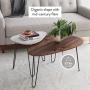 Nathan James Bodhi Mid-Century Nesting Coffee Table Set of 2, Stacking Side or End for Living Room with Faux Carrara Marble, Wood Finish and Black Metal Legs, White/Walnut