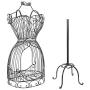 MyGift Vintage Designers Black Metal Adjustable Wire Frame Dress Form Display Stand/Freestanding Mannequin Garment Rack