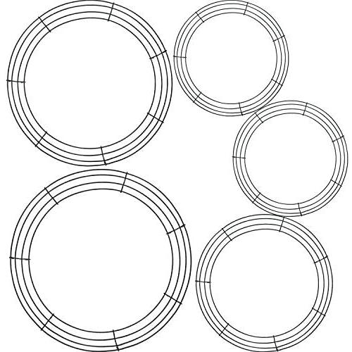 Tatuo 5 Pieces Metal Wreath Frame Ring Round DIY Macrame Floral Crafts Wire Wreath Form Christmas Decoration Door Craft (Deep Green, 16 Inch, 14 Inch, 12 Inch, 8 Inch)