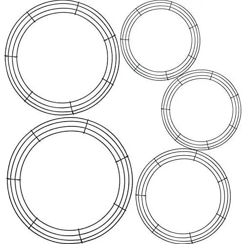 Tatuo 5 Pieces Metal Wreath Frame Ring Round DIY Macrame Floral Crafts Wire Wreath Form Christmas Decoration Door Craft (Deep Green, 16 Inch, 14 Inch, 12 Inch, 8 Inch)