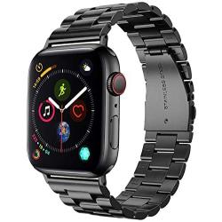 Supoix 38mm/40mm Large Bands Compatible with Apple Watch Series 5 4 40mm/Series 3/2/1 38mm, Stainless Steel Metal Link Replacement Wristbands Strap for Women(Space Black)