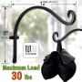 AJART Hanging Plant Bracket for Plant Hangers Outdoor (2 PCs - 12 inches) More Stable and Sturdy Black Plant Hooks