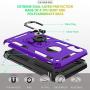 iPhone XR Case with HD Screen Protector, Gritup 360 Degree Rotating Metal Ring Holder Kickstand Armor Anti-Scratch Bracket Cover Case for Apple iPhone XR 6.1 inch Purple