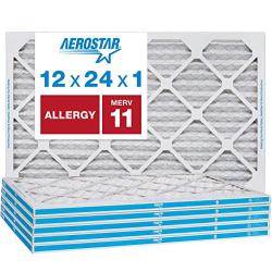 Aerostar Allergen and Pet Dander 12x24x1 MERV 11 Pleated Air Filter Made in the USA 6 Pack