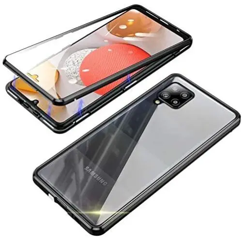 Jonwelsy Magnetic Adsorption Case for Samsung Galaxy A42, 360 Degree Front and Back Clear Tempered Glass Flip Cover, Metal Bumper Frame for Samsung Galaxy A42 (Black) Jonwelsy Magnetic Adsorption Case for Samsung Galaxy A42, 360 Degree Front and Back Clear Tempered Glass Flip Cover, Metal Bumper Frame for Samsung Galaxy A42 (Black)
