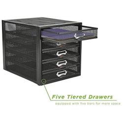 Mind Reader 5CABMESH-BLK Cabinet, Metal, File, Office Storage, Heavy Duty Multi-Purpose, Black 5 Drawer