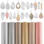 12 Pieces Teardrop Earring Cutting Dies Metal Earring Die Cuts Molds and 6 Pieces Faux Leather Sheets for DIY Earring Making Crafts Supplies