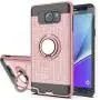 Note 5 case Galaxy Note 5 Case with HD Screen Protector,Ymhxcy 360 Degree Rotating Ring & Bracket Rubber Dual Layer Shock Bumper Resistant Back Cover for Samsung Galaxy Note 5-ZH Rose Gold