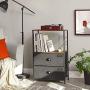 SONGMICS Nightstand, Industrial Bedside Table with 2 Fabric Drawers, Storage Shelves, Vertical Dresser Storage Tower with Wooden Top, Metal Frame, Labels, Rustic Brown and Black ULVT03H SONGMICS Nightstand, Industrial Bedside Table with 2 Fabric Drawers, Storage Shelves, Vertical Dresser Storage Tower with Wooden Top, Metal Frame, Labels, Rustic Brown and Black ULVT03H