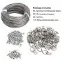 Picture Hanging Kit - 100 Feet Stainless Steel Hanging Wire, 60 Pcs D Ring Picture Hangers with Screws and 60 Pcs Aluminum Crimping Loop Sleeve for Hanging Paintings Photos