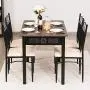 TANGKULA 5 Piece Dining Table and Chairs Set Vintage Retro Wood Top Metal Frame Padded Seat Dining Table Set Home Kitchen Dining Room Furniture TANGKULA 5 Piece Dining Table and Chairs Set Vintage Retro Wood Top Metal Frame Padded Seat Dining Table Set Home Kitchen Dining Room Furniture
