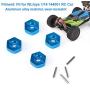 Hubs Nut, 5MM Aluminum Alloy Wheel Hex Mount Hubs Nut RC Car Wheel Hex Mount Hubs with Pins Fit for WLtoys 1/14 144001(Blue1266B)