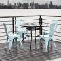 Furmax Metal Dining Chair Indoor-Outdoor Use Stackable Classic Trattoria Chair Chic Dining Bistro Cafe Side Metal Chairs Set of 4 (Blue)