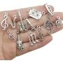 Sailanzi 100g(60pcs) Craft Supplies Antique Silver Instrument Music Notes Charms Pendants for Jewelry Making Crafting Findings Accessory for DIY Necklace Bracelet Earrings SM99