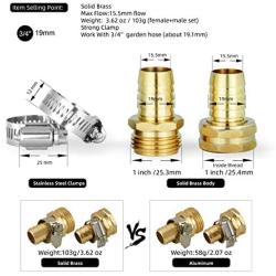 Solid Brass Garden Hose Repair Kit,Hose Connector,2 PCs Female Hose End/Mender,Fits All 3/4-Inch Garden Hose