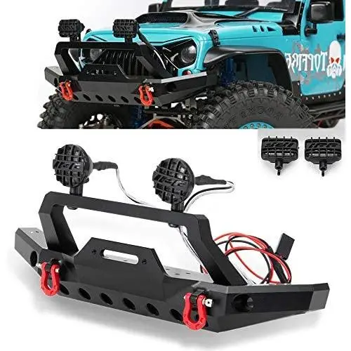 RCLions Metal Front Bumper with LED Lights/Lampshade/Shackles for TRX4/SCX10-ii 90046 1/10th RC Crawler Car RCLions Metal Front Bumper with LED Lights/Lampshade/Shackles for TRX4/SCX10-ii 90046 1/10th RC Crawler Car