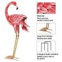 Kircust Flamingo Garden Statues and Sculptures, Metal Birds Yard Art Outdoor Statue, Large Pink Flamingo Lawn Ornaments for Home, Patio, Backyard Decor (2-Pack)