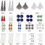 SUNNYCLUE 1 Box DIY 12 Pair Vintage Mixed Iron Long Filigree Cone Bead Caps Earring Making Starter Kit Exclusive Jewelry Kit，Instruction