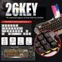 Gaming Keyboard and Mouse,3 in 1 Orange LED Backlit Rechargeable Wireless Keyboard Mouse with 3800mAh Battery Metal Panel,10 Color RGB Gaming Mouse Pad (32.5x12x0.15inch),7 Color Mute Gaming Mouse