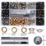 Grommet Kit 1/4 Inch Grommets Metal Eyelets 400 Sets with 3 Pieces Install Tool Good for Cloth Shose Garments Leather DIY Creft (6mm 4 Colors)