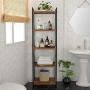 Homfa 5-Tier Corner Shelf, Free Standing Ladder Shaped Plant Flower Stand Rack Bathroom Storage Tower Industrial Style Utility Organizer Wood Look Accent Metal Frame Modern Furniture Home Office