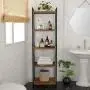 Homfa 5-Tier Corner Shelf, Free Standing Ladder Shaped Plant Flower Stand Rack Bathroom Storage Tower Industrial Style Utility Organizer Wood Look Accent Metal Frame Modern Furniture Home Office Homfa 5-Tier Corner Shelf, Free Standing Ladder Shaped Plant Flower Stand Rack Bathroom Storage Tower Industrial Style Utility Organizer Wood Look Accent Metal Frame Modern Furniture Home Office