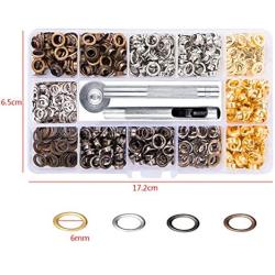 Eyelet Set, Metal Grommet Kit with 3Pcs Tool Kit and Storage Box, 4 Color, 400Pcs in Total