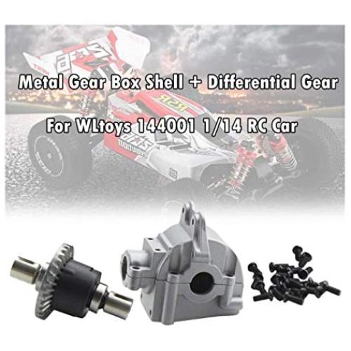 HHoo88 Metal Gear Box Shell Cover+Differential Gear+Screws for WLtoys 144001 1/14 RC Car - Upgrade Replacement Spare Parts for RC Crawler