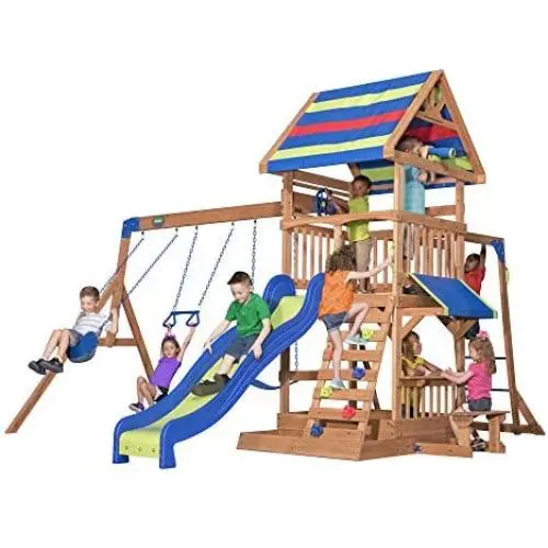 Beach Front All Cedar Wooden Swing Set Beach Front All Cedar Wooden Swing Set