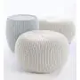 Keter Urban Knit Pouf Ottoman Set of 2 with Storage Table for Patio and Room Décor-Perfect for Balcony, Deck, and Outdoor Seating, Grey & White