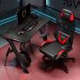 AuAg 47'' Gaming Style Desk Computer Home Office Desk Student Table PC Desk with Cup Holder & Headphone Hook Powerful Cabling Management PC Desk with Colorful RGB Lights