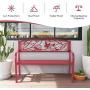 PHI VILLA Outdoor Garden Bench, 50”L Steel Patio Bench for Yard, Lawn, Balcony, Porch, Red Bird Modern Bench with Backrest and Armrest