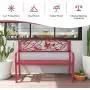 PHI VILLA Outdoor Garden Bench, 50”L Steel Patio Bench for Yard, Lawn, Balcony, Porch, Red Bird Modern Bench with Backrest and Armrest
