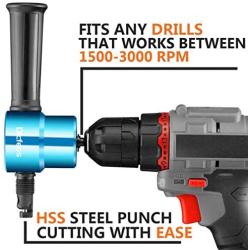 Dicfeos Double Head Metal Sheet Nibbler Cutter with Circle Cutting Accessories, Drill Attachment with Wrench and Parts, Maximum 14 Gauge Steel