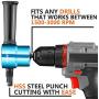 Dicfeos Double Head Metal Sheet Nibbler Cutter with Circle Cutting Accessories, Drill Attachment with Wrench and Parts, Maximum 14 Gauge Steel Dicfeos Double Head Metal Sheet Nibbler Cutter with Circle Cutting Accessories, Drill Attachment with Wrench and Parts, Maximum 14 Gauge Steel
