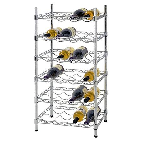 Muscle Rack WBS181435 24-Bottle Chrome Wine Rack, 18'' by 14'' by 35'', 35'' Height, 18'' Width, 660 lb. Load Capacity