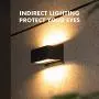 LUTEC Gemini LED Sconces Wall Lighting 21.5W Warm White 3000K 1500Lumen Up and Down Outdoor Wall Light with Tempered Glass for Porch, Garage, Garden, Entryway