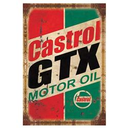 PEIs Retro Vintage Tin Metal Sign, Castrol Motor Oil, Wall Decor for Home Garage Bar Man Cave, 8x12/20x30cm