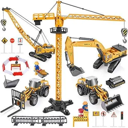 Geyiie Construction Truck Vehicles Toy Kids, Engineering Toys with Metal Shovel, Digger, Excavator Crane Forklift Snow Plow Steamroller Outdoor Indoor Sand Toys for Age 3 4 5 Boys Toddler Party Favor Geyiie Construction Truck Vehicles Toy Kids, Engineering Toys with Metal Shovel, Digger, Excavator Crane Forklift Snow Plow Steamroller Outdoor Indoor Sand Toys for Age 3 4 5 Boys Toddler Party Favor