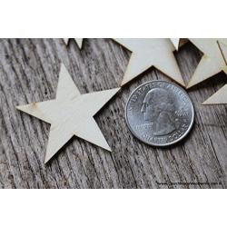 50 Small 1.5 inch Size Wood Stars 1-1/2 inch